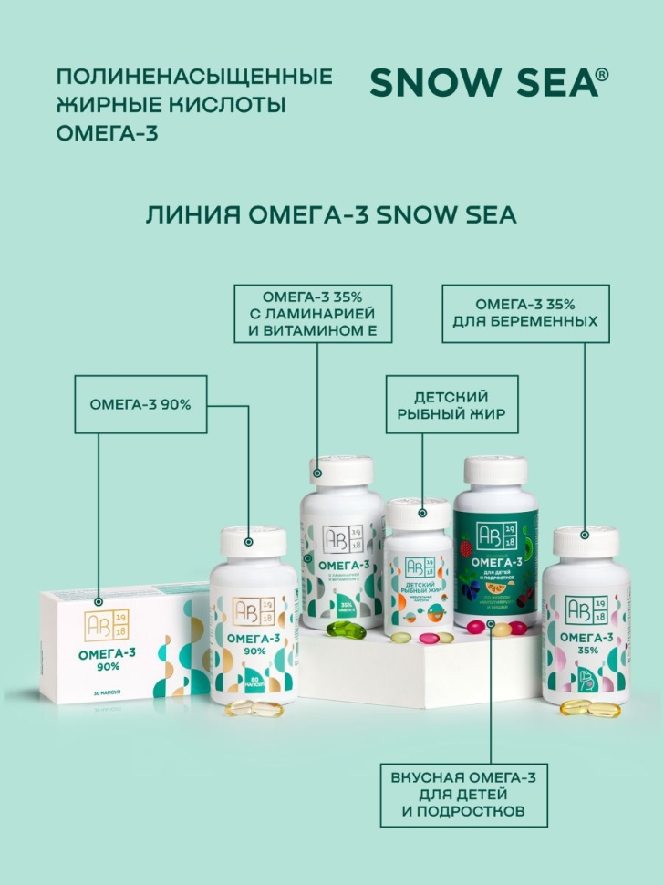 Омега-3 90%, рыбный жир 900 мг для сердца и сосудов БАД, 30 капс.