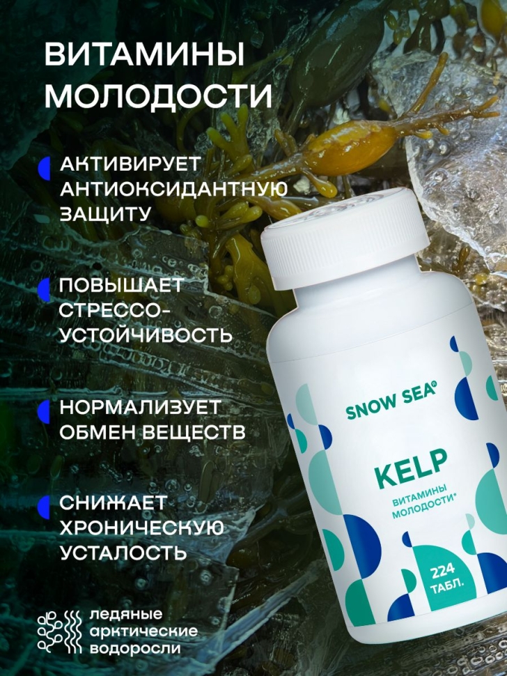 SNOW SEA® KELP ламинария и фукус в таблетках для молодости и долголетия, 224 табл.