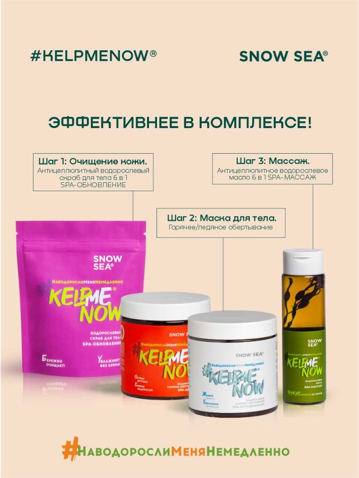 Антицеллюлитное водорослевое масло 6 в 1 СПА-массаж #KELPMENOW®, 250 мл