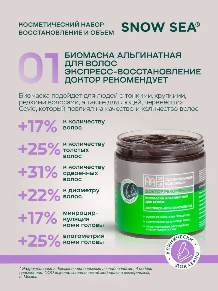 Косметический набор для волос Восстановление и объем, 3 предмета