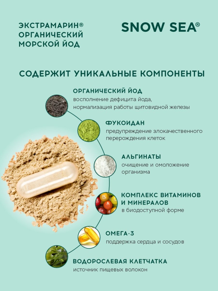 Экстрамарин® для восполнения запасов йода и здоровья щитовидной железы БАД, 60 капс.