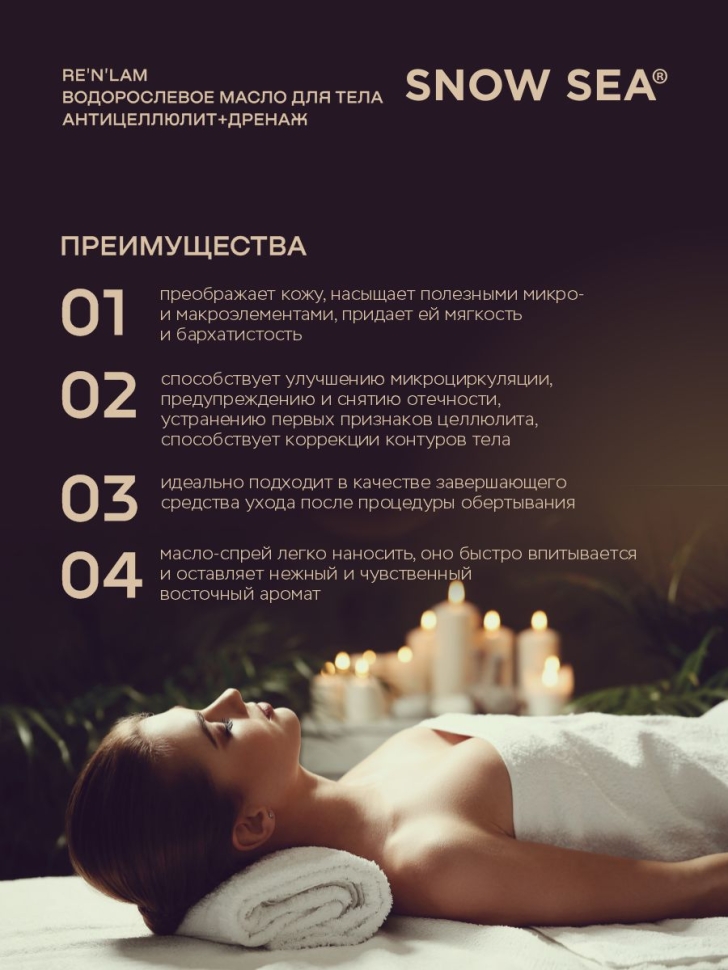 Водорослевое масло для тела Антицеллюлит+дренаж RE’N’LAM®, 140 мл