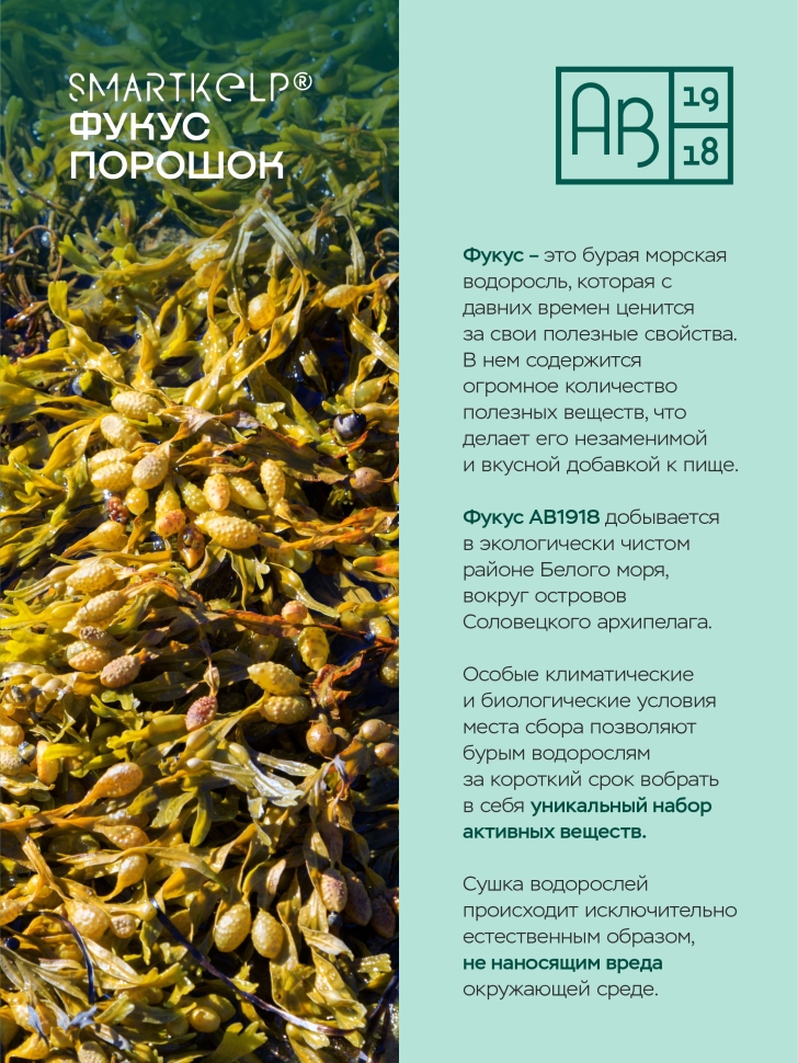 Водоросли беломорские пищевые Фукус порошок SMARTKELP 1 кг