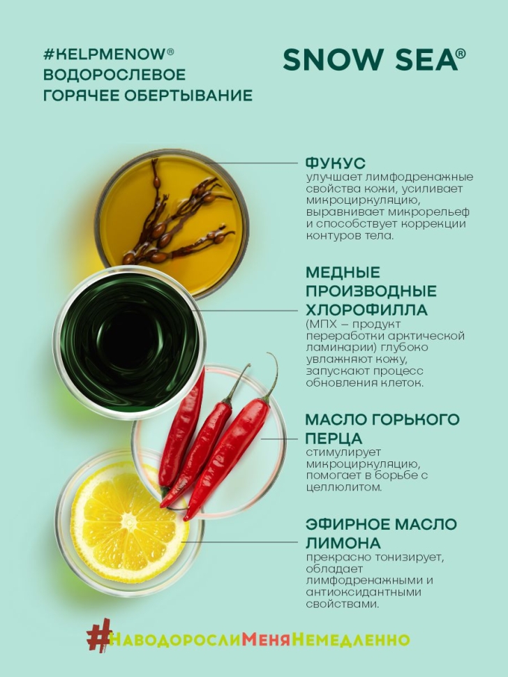 Водорослевое горячее обертывание SPA-детокс #KELPMENOW®, 500 мл