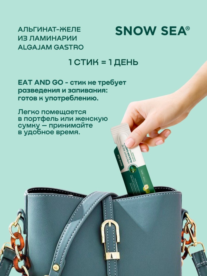 Альгинат–желе из арктической ламинарии с яблоком ALGAJAM GASTRO SNOW SEA® для ЖКТ БАД, 15 стиков