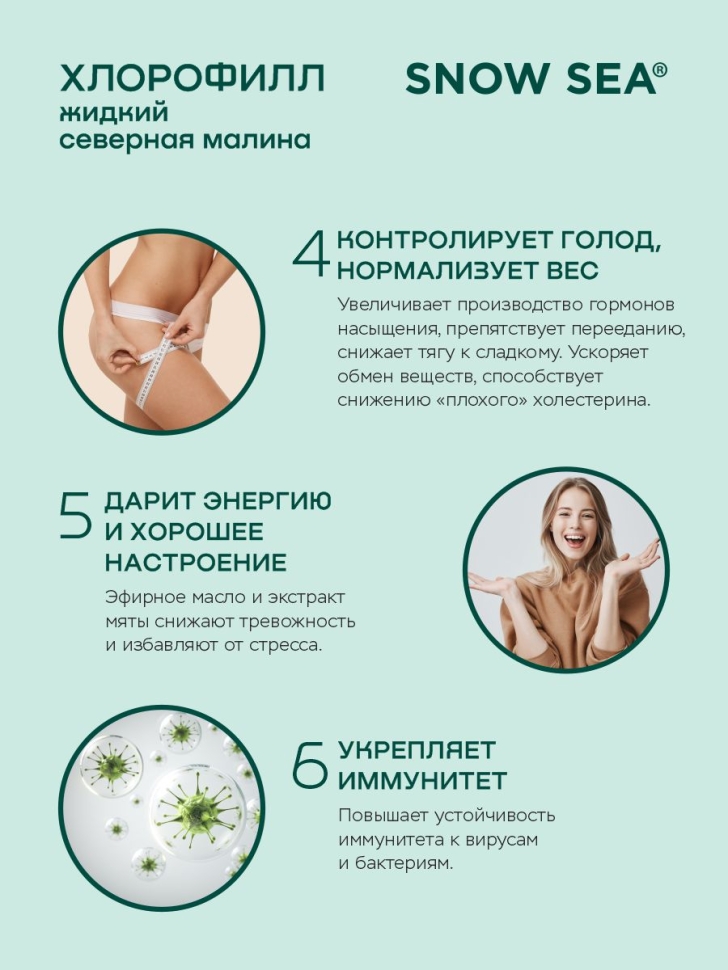 Хлорофилл жидкий SNOW SEA® со вкусом малины для детокса и похудения, 500 мл