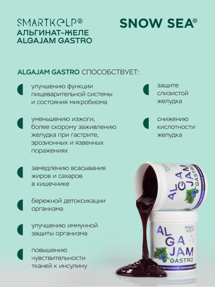 Желе из ламинарии с черникой ALGAJAM SNOW SEA®, 500 г.