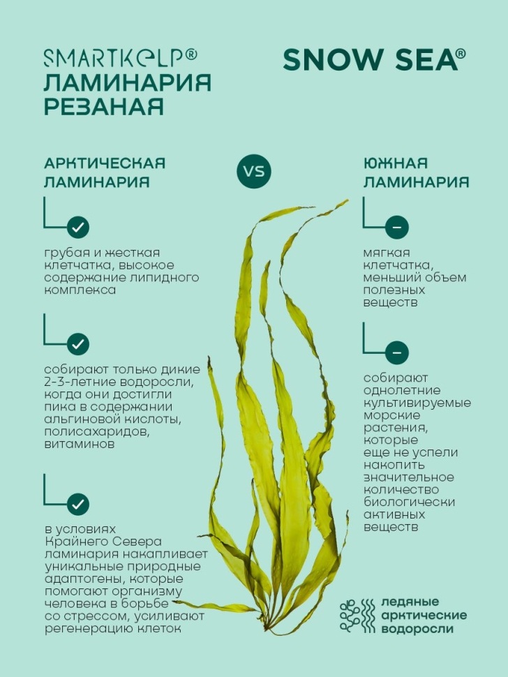 Ламинария резаная SMARTKELP®, водоросли беломорские пищевые, 60 г АВ1918