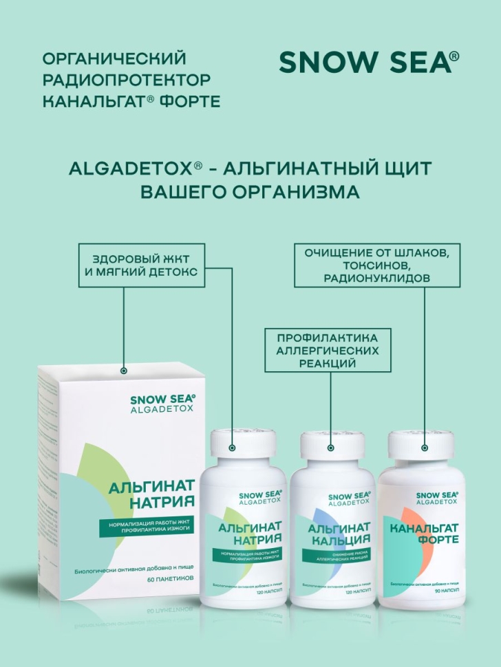 Канальгат форте АЛЬГАДЕТОКС® для выведения радиации и токсинов БАД, 90 капс.