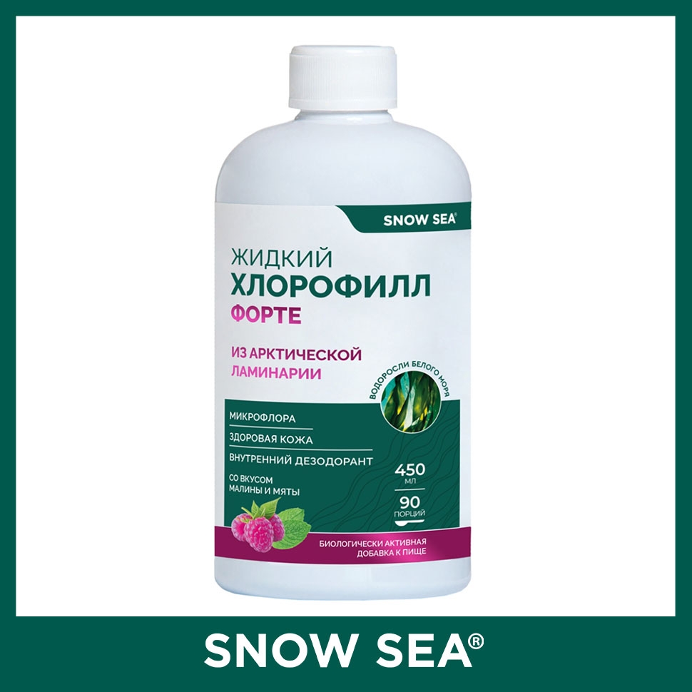 Хлорофилл жидкий SNOW SEA® со вкусом мяты и малины для ЖКТ, детокса и похудения БАД, 450 мл
