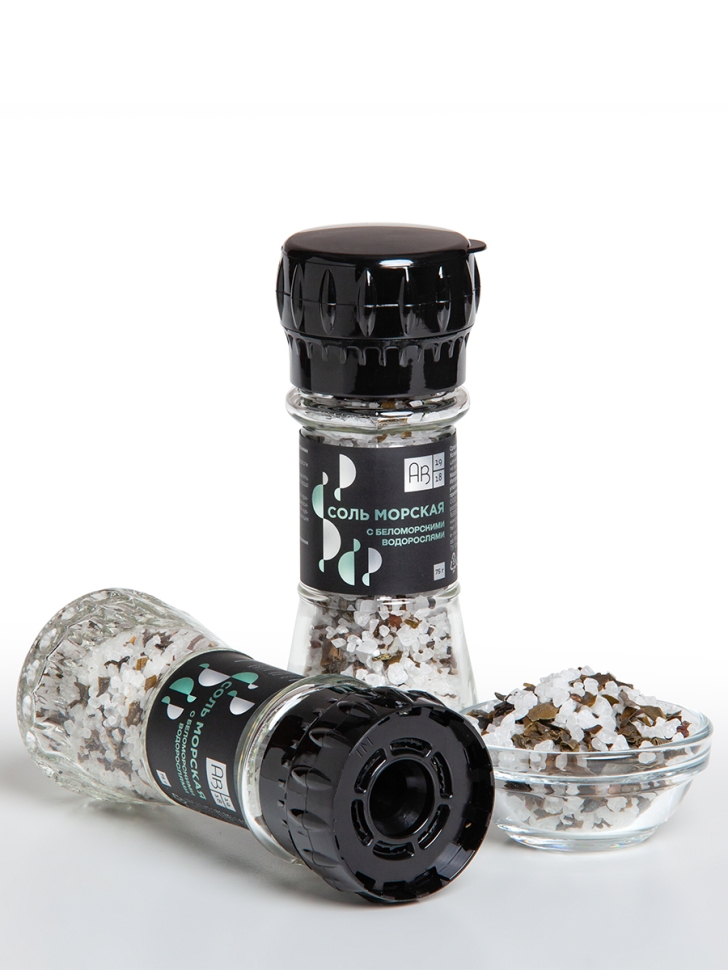 Соль морская пищевая с беломорскими водорослями, 75 г