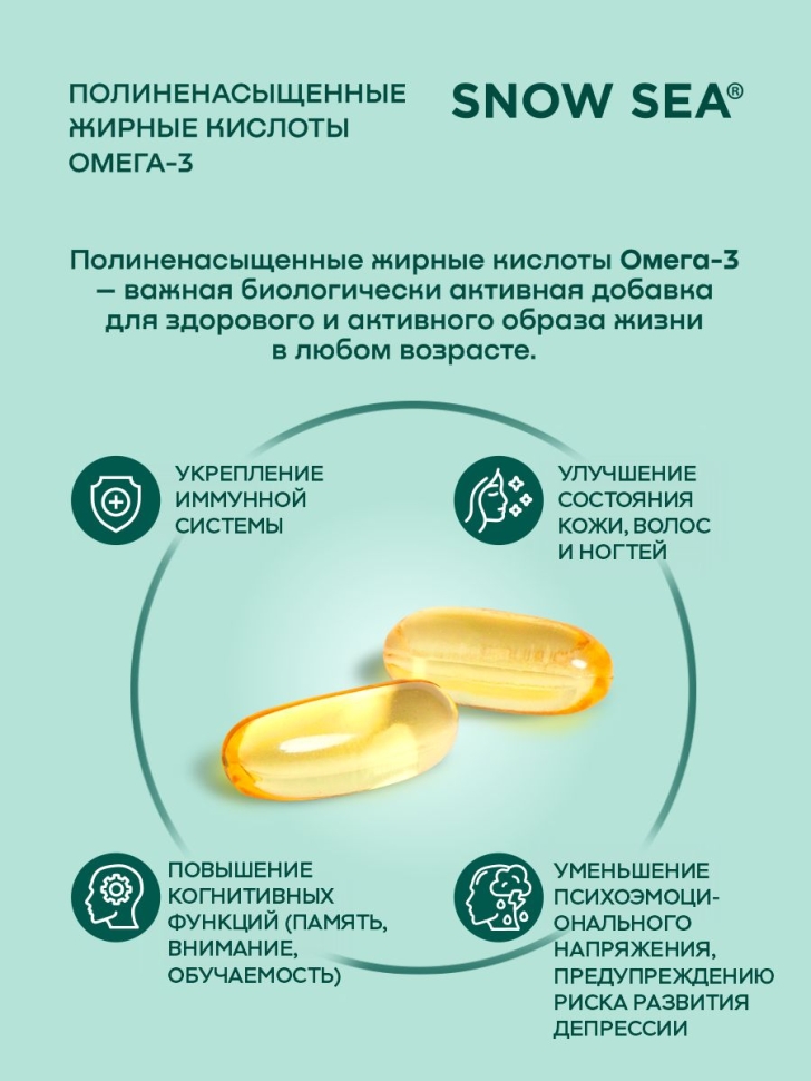 Омега-3 90%, рыбный жир 900 мг для сердца и сосудов БАД, 60 капс.