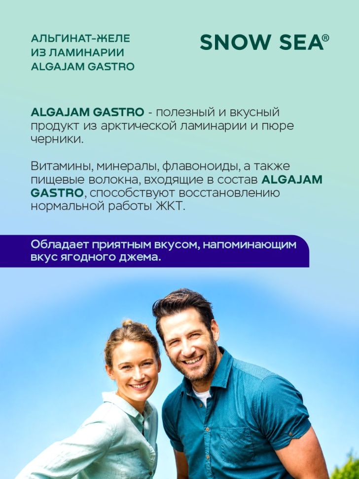 Альгинат-желе из арктической ламинарии с черникой ALGAJAM GASTRO SNOW SEA® для ЖКТ, 500 г